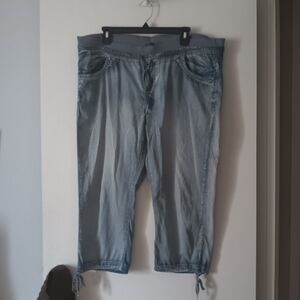 Vintage 1980s Acid Washed Pull On Denim Pants L